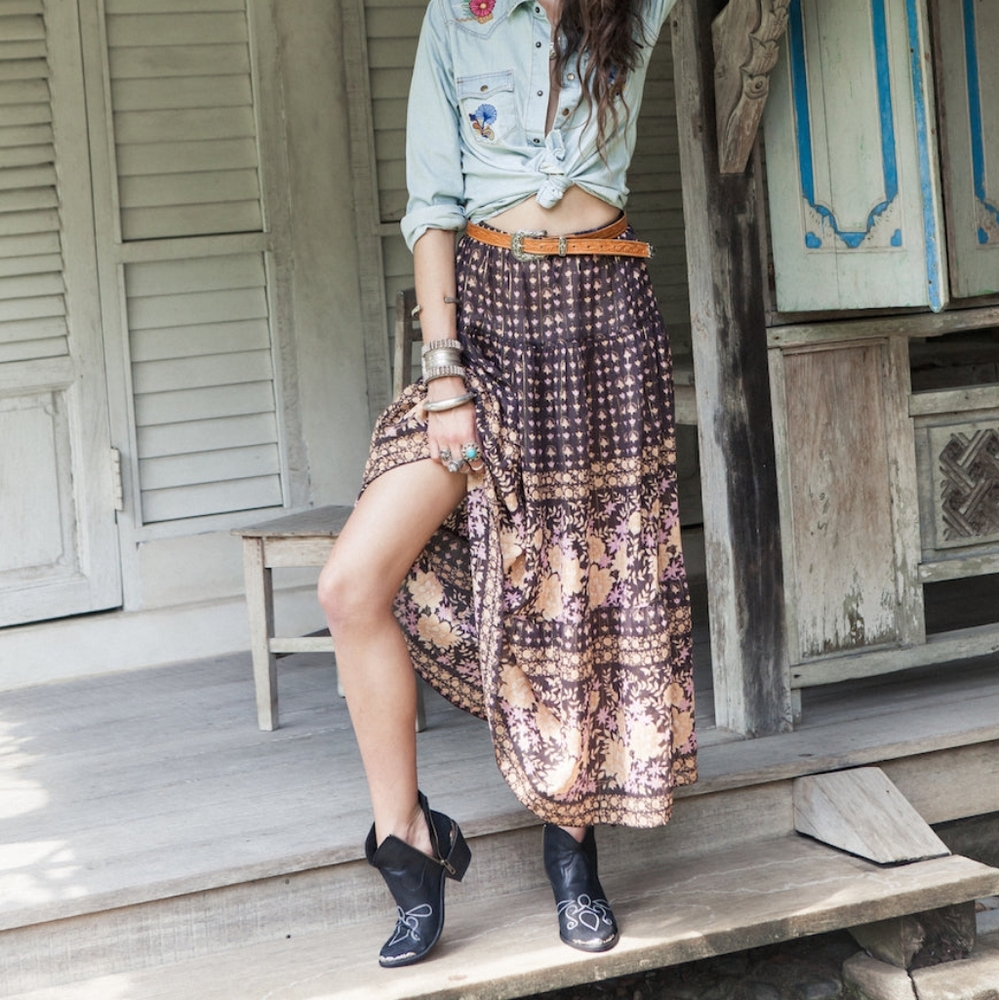 Spell designs desert rose maxi skirt raven brown - Picture 2 of 8